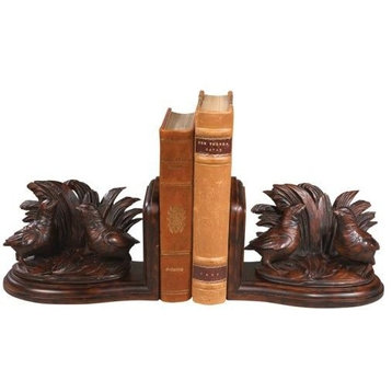 Bookends Bookend TRADITIONAL Lodge 2 Quail Birds Chocolate Brown