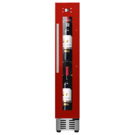 9 Bottle Wine Refrigerator with 7-Color LED Single-Zone with Anti-UV Glass Door, Red