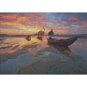 Abandoned Boat In Sunset 2 Area Rug, 5'0"x7'0"