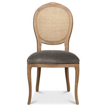 Oval Cane Back Set Chair Drftwd Charcoal