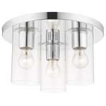 Livex Lighting - Livex Lighting Zurich 3 Light Polished Chrome Large Flush Mount - Illuminate your home with a bright design from the Zurich collection. This large three-light flush mount features a polished chrome finish with clear glass. Perfect for a contemporary or transitional luxury bathroom, bedroom, kitchen or hallway setting.