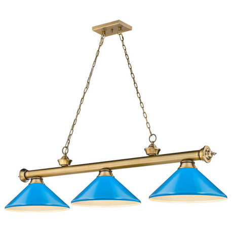 Cordon 3-Light Linear Pendant Light In Rubbed Brass