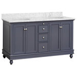 Kitchen Bath Collection - Bella 60" Bathroom Vanity, Marine Gray, Carrara Marble, Double Vanity - The Bella: undeniable classic beauty.