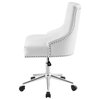 Home Business Office Work Desk Chair, Faux Vinyl Leather Aluminum, White