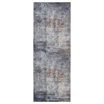 Jaipur Living - Vibe Donati Abstract Brown and Tan Area Rug, Blue and Orange, 3'x8' - The Borealis is a stellar study in color, movement, and texture. The Donati rug features a linear abstract design in cool tones of blue, white, and gray with pops of pink and yellow. Made of durable polypropylene, this vibrant power-loomed rug is easy-care and perfect for high-traffic rooms in the home.