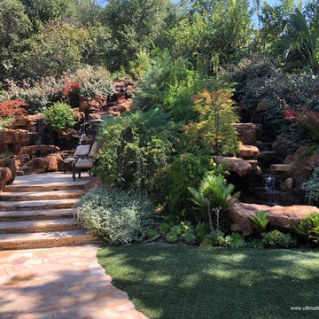Calabasas - Naturalistic Swimming Pool with Waterfalls, Spa, Deck and Firepit