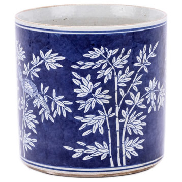 Blue & White Porcelain Bamboo Orchid Pot