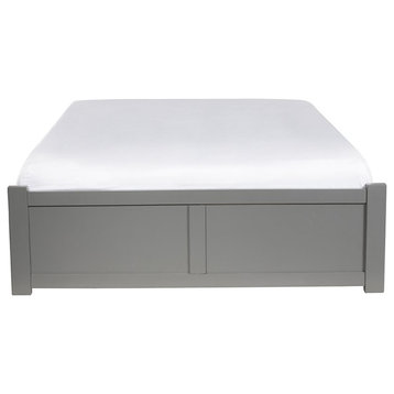 AFI Concord Full Solid Wood Platform Bed with Storage Drawers in Gray