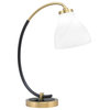 1-Light Desk Lamp, Matte Black/New Age Brass Finish, 6.25" White Marble Glass