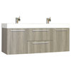 The Modern 54" Double With Mount Modern Bathroom Vanity, Gray, Without Mirror