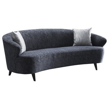 American Eagle Furniture Modern Fabric Curved Sofa in Dark Blue Color