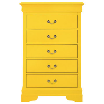 Louis Phillipe II Yellow 5 Drawer Chest of Drawers