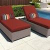 Florence Wheeled Chaise Set of 2 Outdoor Wicker Patio Furniture in Terracotta