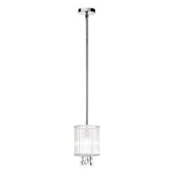 Shaded 1 Light 6" Crystal Mini Pendant or Ceiling Mount Fixture with White Organ - Products
