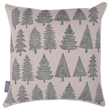 Christmas/Holiday Throw Pillow, Woodland Trees Natural, 18" x 18"