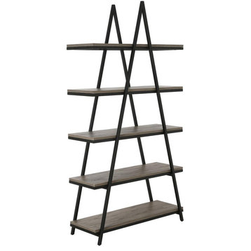 Conry 68'' Tall A-Frame Bookcase in Blackened Bronze/Antiqued Gray Oak