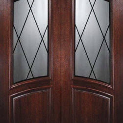 Slab House Double Door 96 Mahogany Sandringham Arch Lite Glass - Front Doors