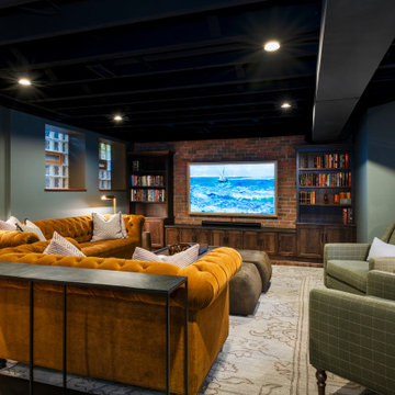 Akron Basement Remodel with Cozy Media Area and Custom Bar