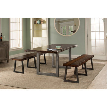 Emerson 3-Piece Rectangle Dining Set with Two (2) Benches - Gray Sheesham