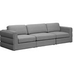 Meridian Furniture - Beckham Linen Textured Fabric Upholstered 3-Piece Modular Sofa, Grey - Liven up your living space with this Beckham grey durable linen polyester fabric sofa. Its grey color complements any contemporary home decor, while its durable linen and polyester fabric upholstery provides you with a soft and comfortable place to sit. This sofa is modular, so you can create infinite configurations, which are easily attached using the attachment latch underneath. Its linen, wood, and foam construction guarantees stability for years to come.
