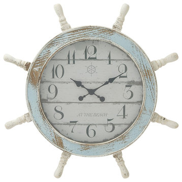 Coastal Blue Wood Wall Clock 18196