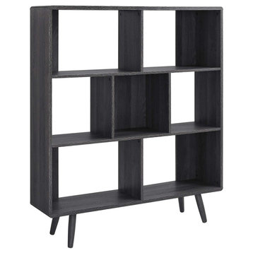 Transmit 7 Shelf Wood Grain Bookcase - Charcoal