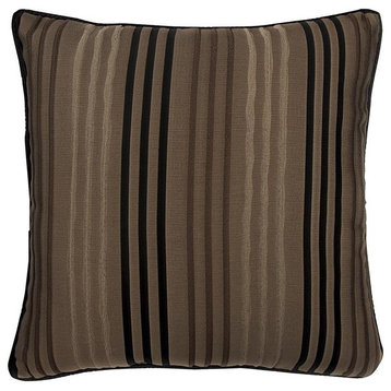 Brown 24"x24" Pillow Cover, Silk, Striped, Brownie Stripes