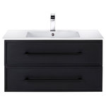 Cutler Kitchen and Bath - Milano Wall Hung Vanity, Black, 36" - If you love modern, the sleek styling of the Milano Collection is just what you need. Available in white, black and blue, this vanity creates a polished, stylish, less cluttered look and feel. Give your bathroom a pop of style with the modern design of the Milano Collection.