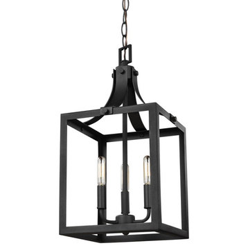 3.5W Three Light Small Foyer-Black Finish-Incandescent Lamping Type