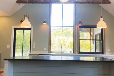 Inspiration for a mid-sized farmhouse single-wall home bar remodel in Other