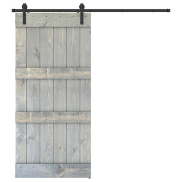 Solid Wood Barn Door, Made in USA, Hardware Kit, DIY, Gray, 38x84"