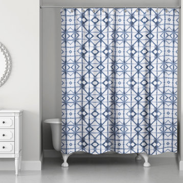 Blue Shibori 71x74 Shower Curtain