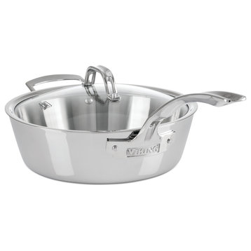 Viking Contemporary Saute Pan, Mirror Finish, Brushed Stainless, 3.4 qt.