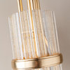 Symphony 5-Light Tiered Chandelier, Gold Leaf + Stainless Accents, Gold Shade