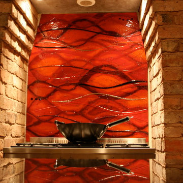 Bespoke Fused Glass Art Kitchen Splashback in Stoke-on-Trent, Staffordshire