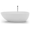 ADM Oval Freestanding Bathtub, Matte White, 72.8"