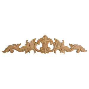 Unfinished Hand Carved North American Solid Hard Maple Wood Onlay Floral Wood Applique x 18 in x 1/2 in 2-1/2 in