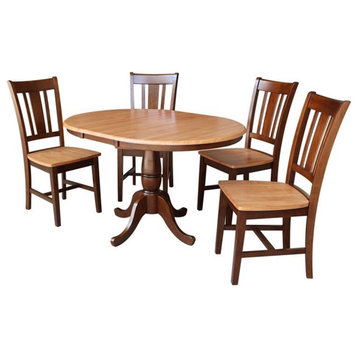 International Concepts 5 Piece Extendable Round Dining Set in Cinnamon