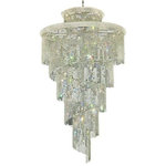 Elegant Lighting - Elegant Lighting V1800SR48C/RC Spiral 41-Light Hanging Fixture - Elegant Lighting V1800SR48C/RC1800 Spiral Collection Large Hanging Fixture D48in H96in 41-Light Chrome Finish (Royal Cut Crystals). Like a deluxe piece of jewelry, the Spiral Collection is dripping with highly faceted crystal strands. The crystals strands are draped around the body in an alluring design to provide optimum radiance. This chandelier will add a touch of glamour to your decor.