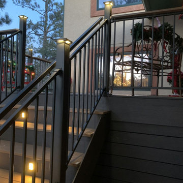Steel Deck Railing with Lighted Post Caps