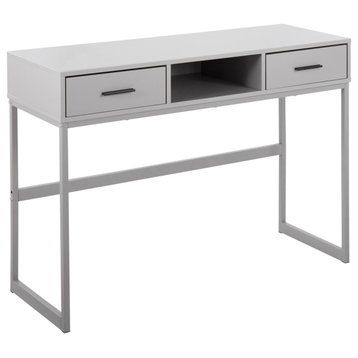 Franklin Console Table, Gray Metal, Gray Wood