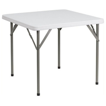 Bowery Hill Square Granite Folding Table in White