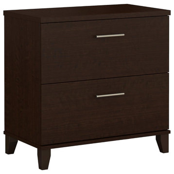 Filing Cabinet, Tapered Legs With 2 Interlocking Drawers, Mocha Cherry