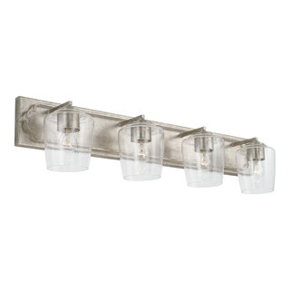 Capital Lighting Merrick 4 Light Vanity, Antique Silver/Clear ...