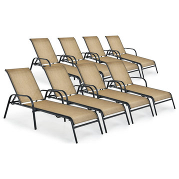 Costway 8PCS Patio Lounge Chair Chaise Adjustable Recliner Stack No Assembly