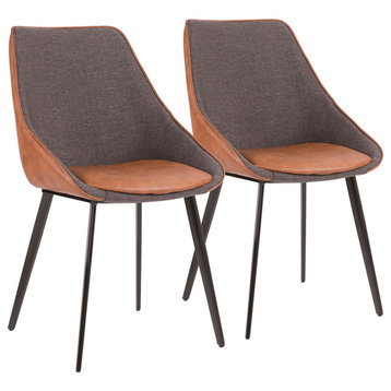 Lumisource Marche Two-Tone Chair, Brown PU Leather and Gray, Set of 2