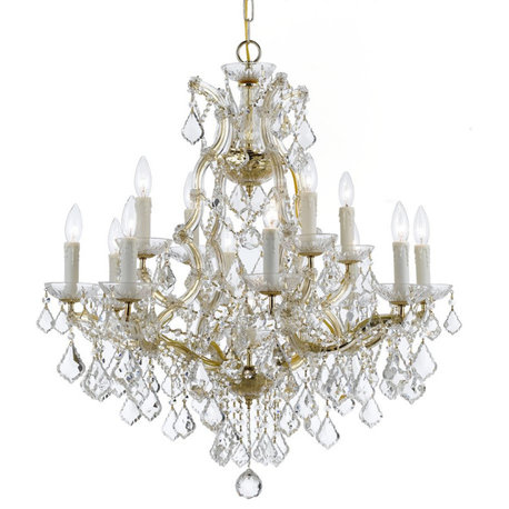 Crystorama Maria Theresa 13-Light Clear Italian Crystal Gold Chandelier I