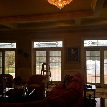 Leaded glass floral windows and transoms