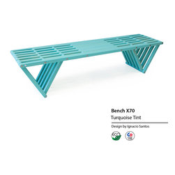 Backless solid Wood Modern Design Bench 70 by GloDea - Indoor Benches