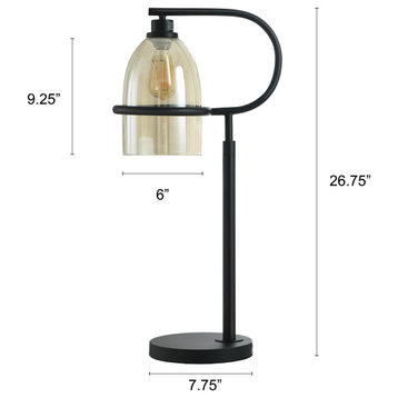 Radiance Black Lantern-Inspired Table Lamp Clear Shade